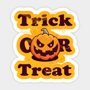 Funny Halloween Gift Trick or treat with scary pumpkin face for men and women Sticker